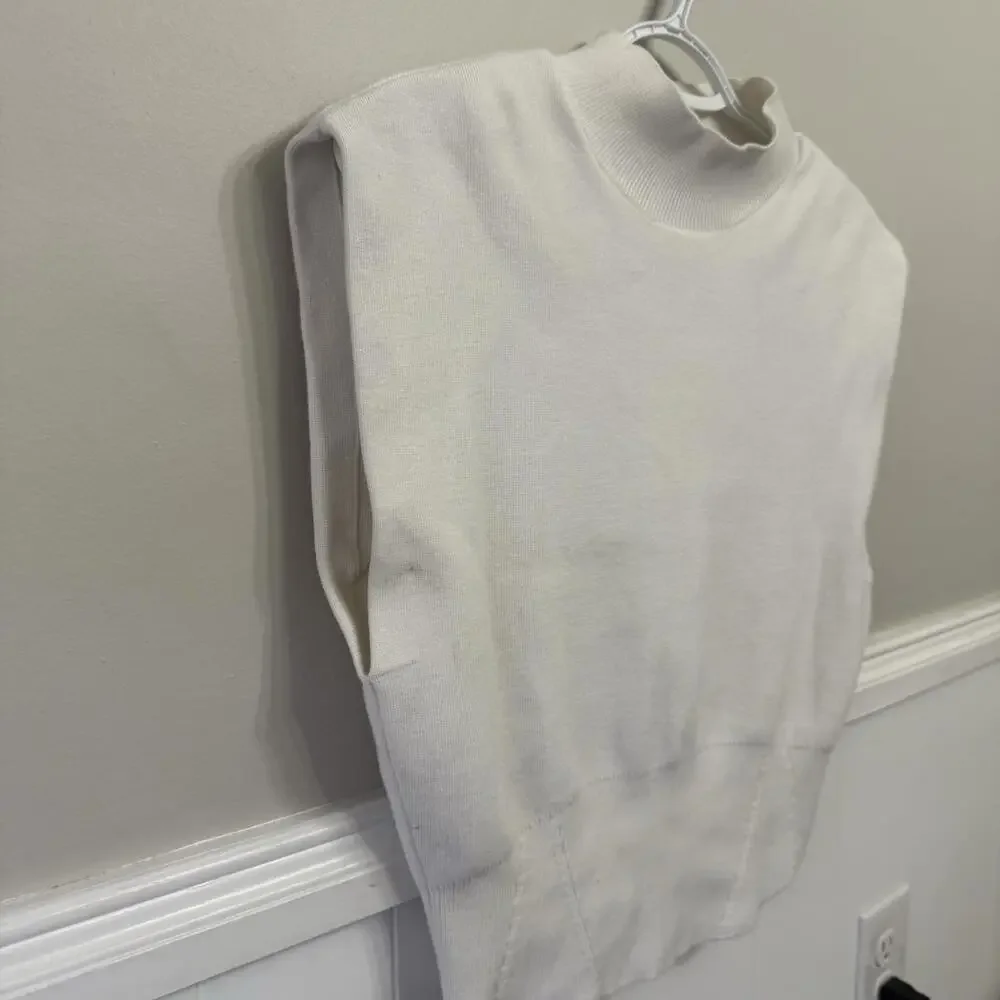 Pilcro Sweater Womens Medium White Vest Biker Muscle Knit Cozy Warm Mock Neck - Picture 3 of 6